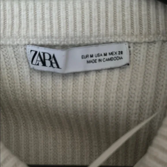 Zara Off-White Ribbed Knit Top - Picture 2 of 2